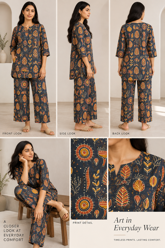 Black Botanical Print Co-Ord
