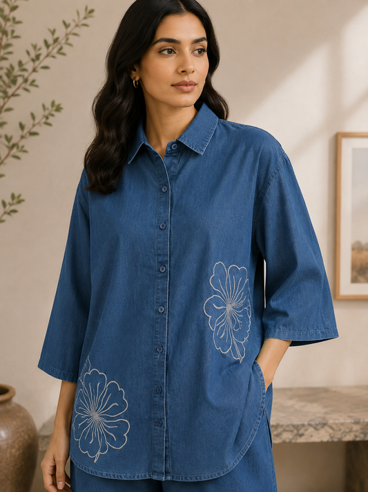 Denim Floral Co-Ord Set